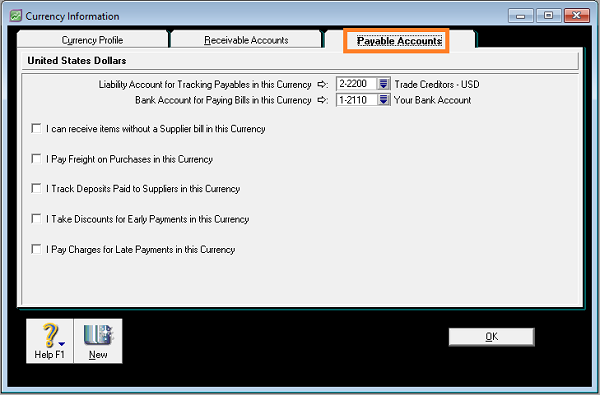 myob premier payables currency setting