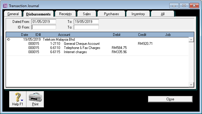 ABSS Banking Payment Journal