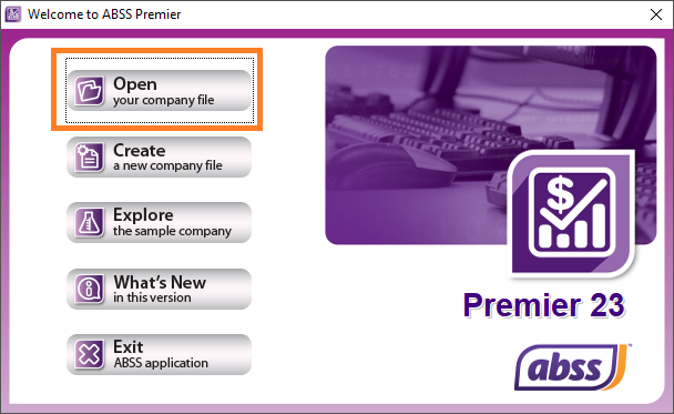 Open an existing ABSS file