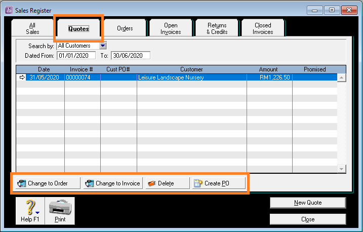 Sales Register ABSS - Penawaran harga