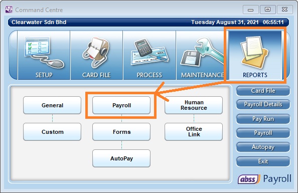 abss payroll command centre reports