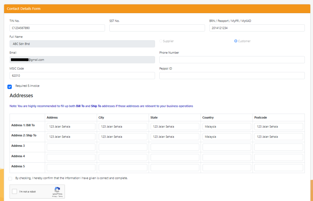 ABSS Connect contact details form